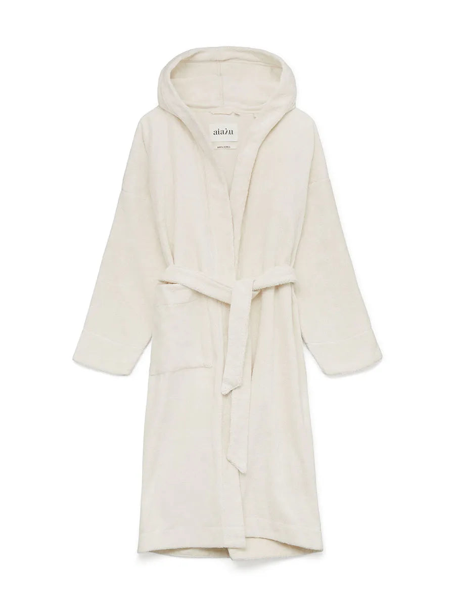 Hooded Terry badekåbe, Pure Ecru fra Aiayu - 1 - Jacobsen Plus