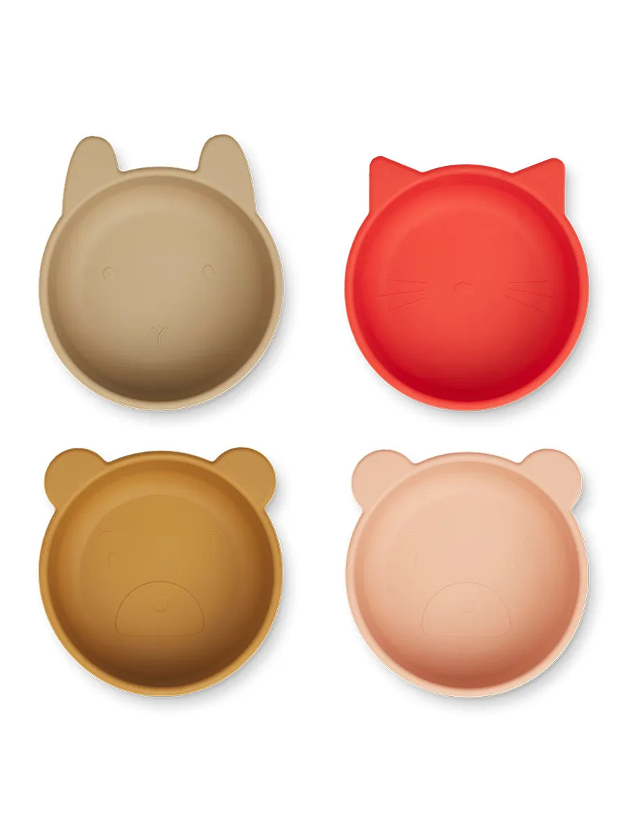 Iggy skåle 4-pak, apple red/tuscany rose multi mix fra Liewood