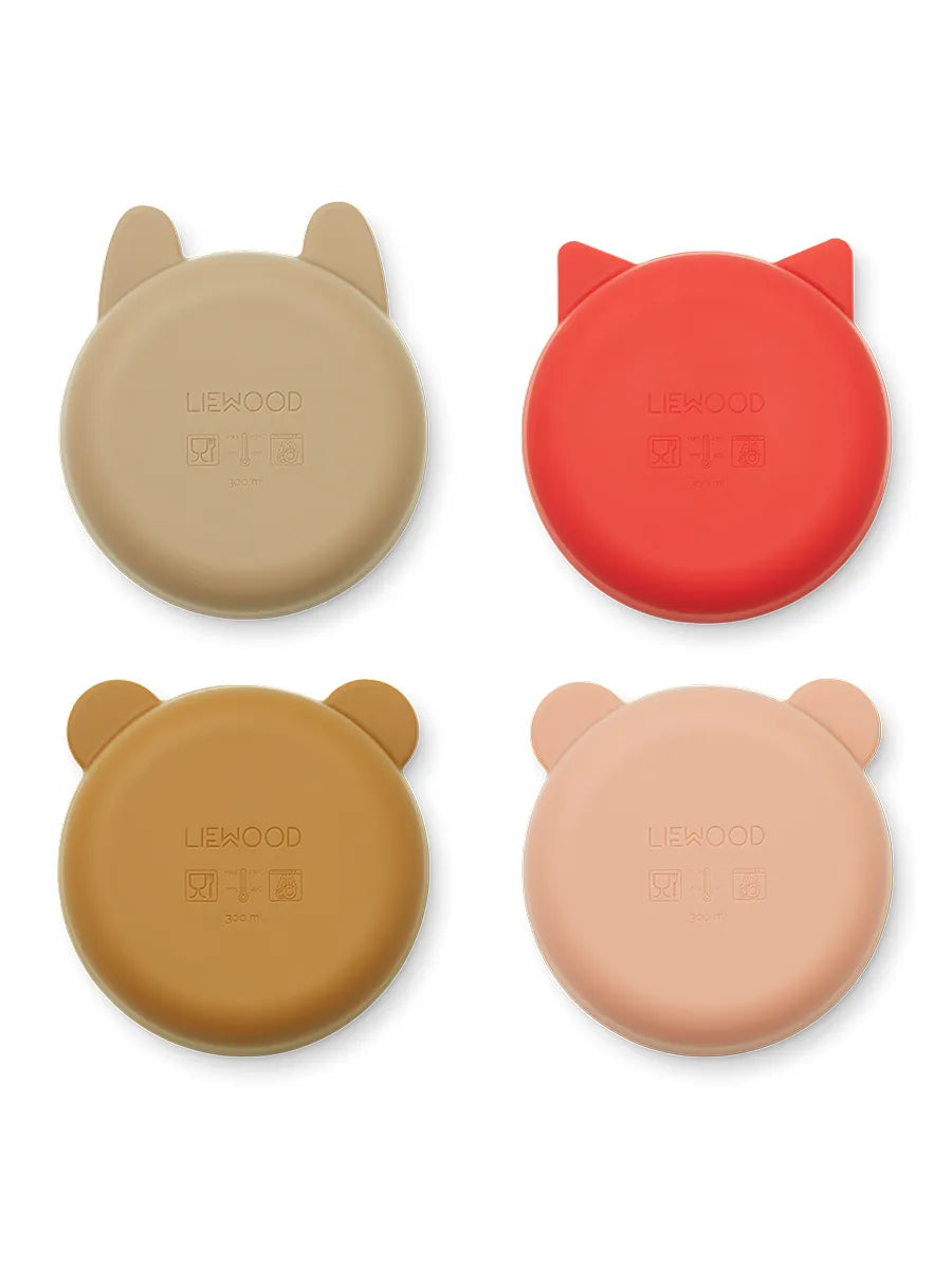 Iggy skåle 4-pak, apple red/tuscany rose multi mix fra Liewood