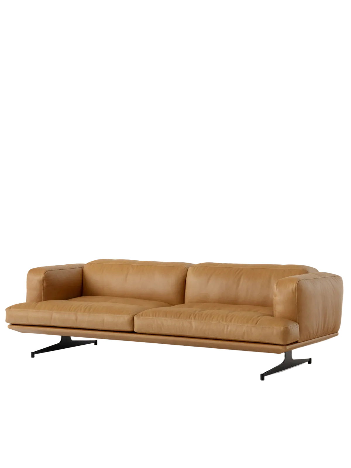 Inland AV23 Sofa fra &Tradition - Noble Cognac Læder - sort stel - Jacobsen Plus