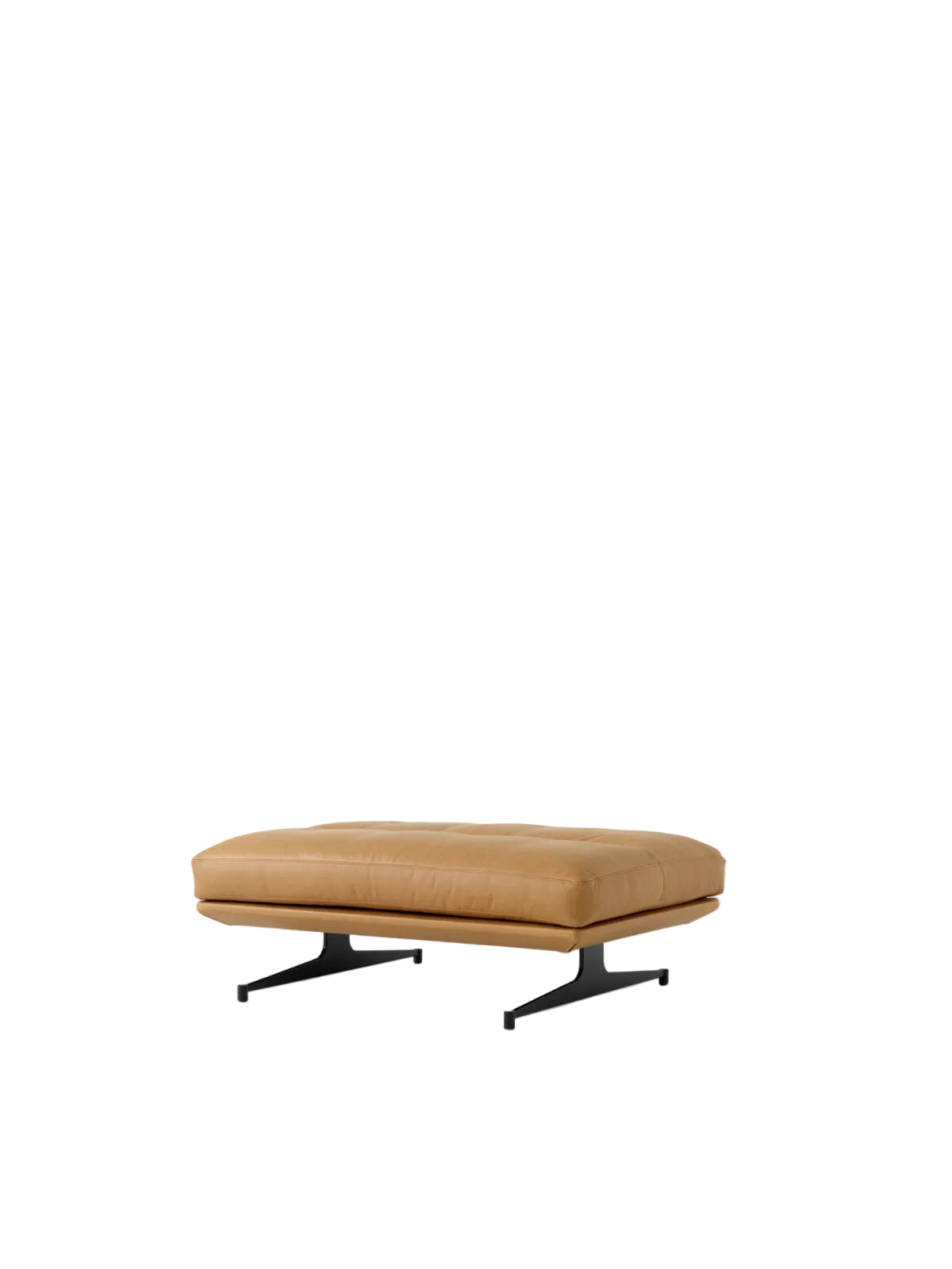 Inland AV32 Pouf fra &Tradition - Noble Cognac Læder - sort stel - Jacobsen Plus