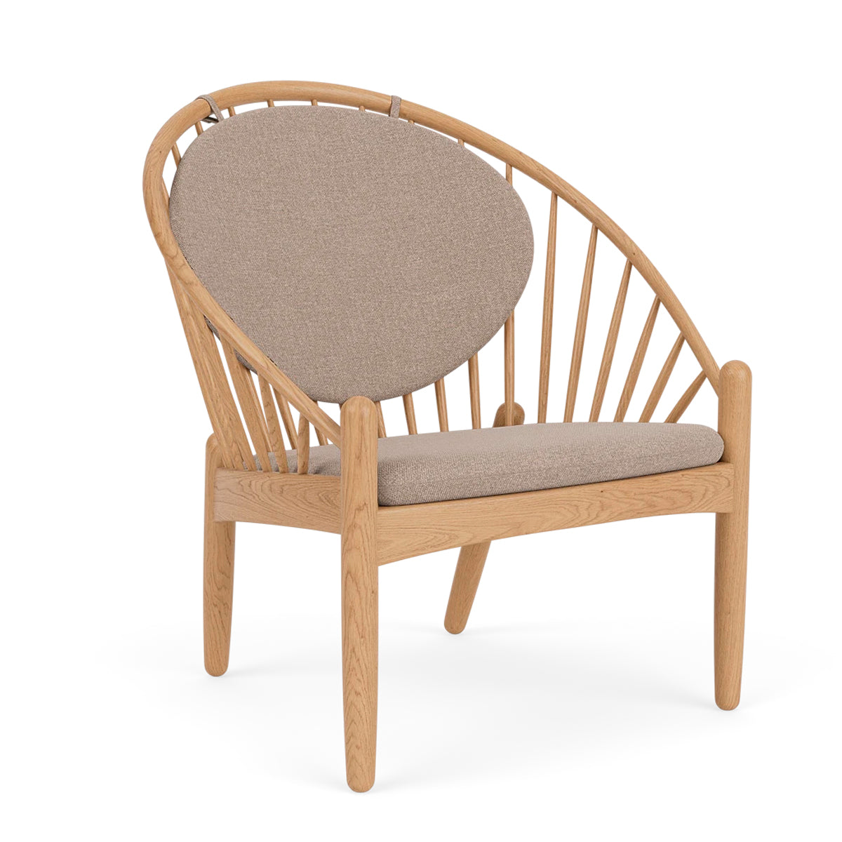 FDB Møbler - J166 Jørna lænestol af Poul M. Volther - Lakeret eg - Beige (tekstil) - Jacobsen Plus