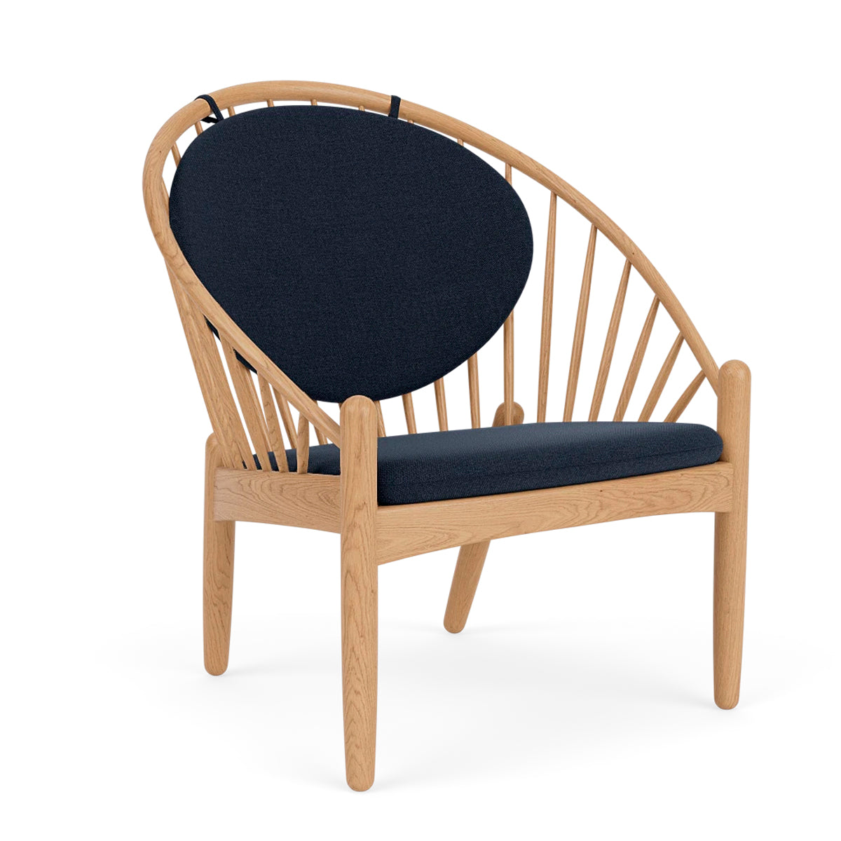 FDB Møbler - J166 Jørna lænestol af Poul M. Volther - Lakeret eg - Dark Blue (tekstil) - Jacobsen Plus