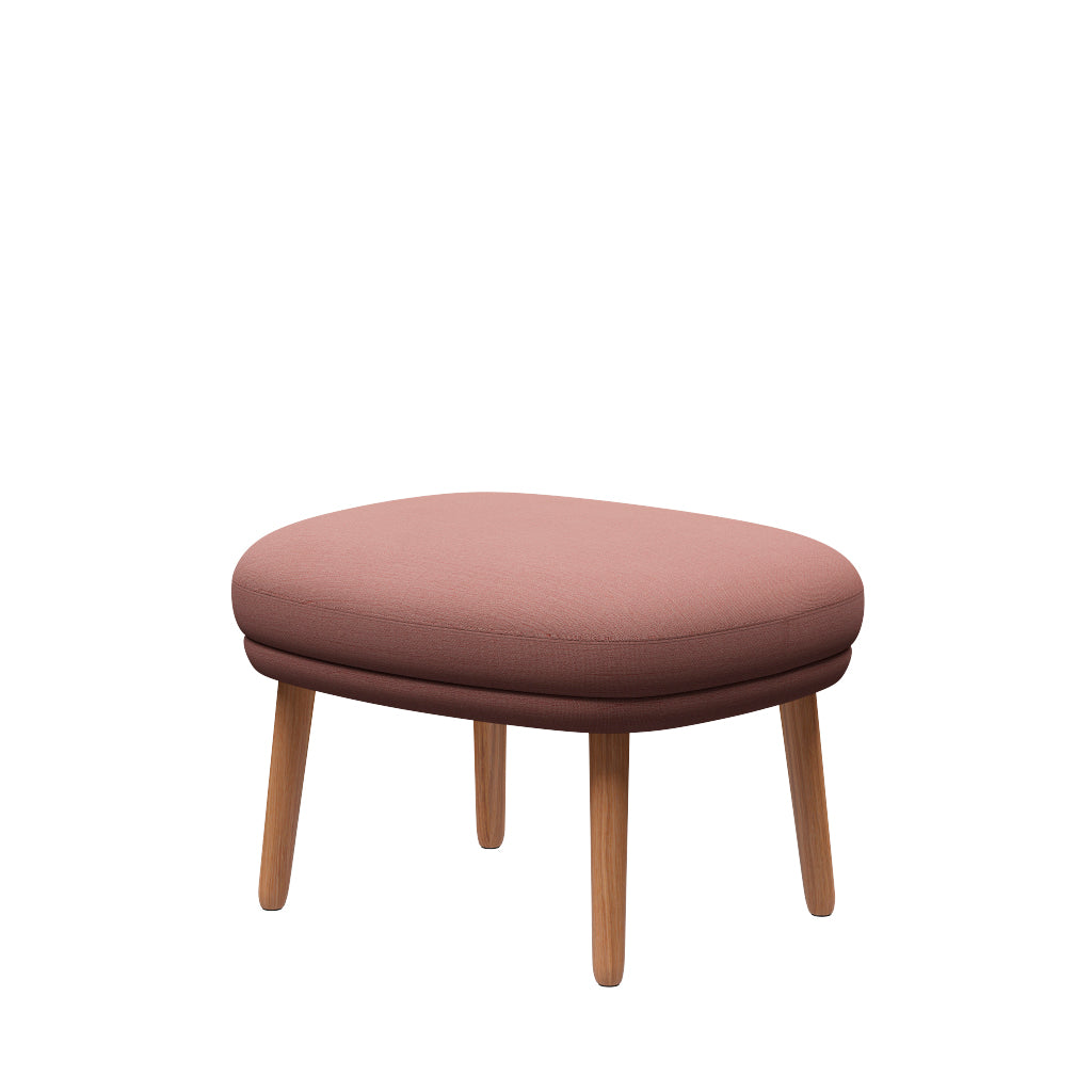 Ro Skammel m. stel i eg fra Fritz Hansen - Christianshavn - 1131 Orange/Red - Jacobsen Plus
