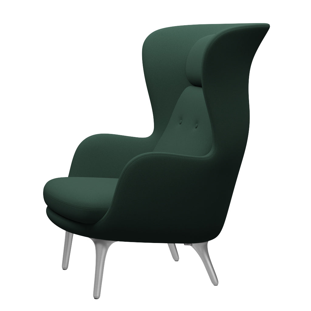 Ro Lænestol m. stel i aluminium fra Fritz Hansen - Christianshavn - 1160 Dark Green Uni - Jacobsen Plus