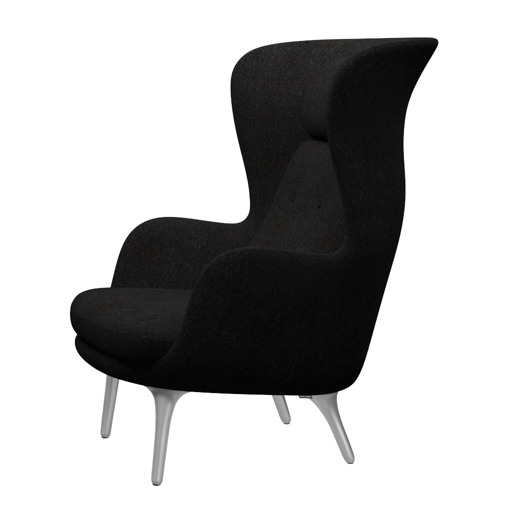 Ro Lænestol m. stel i aluminium fra Fritz Hansen - Hallingdal - 180 Charcoal - Jacobsen Plus