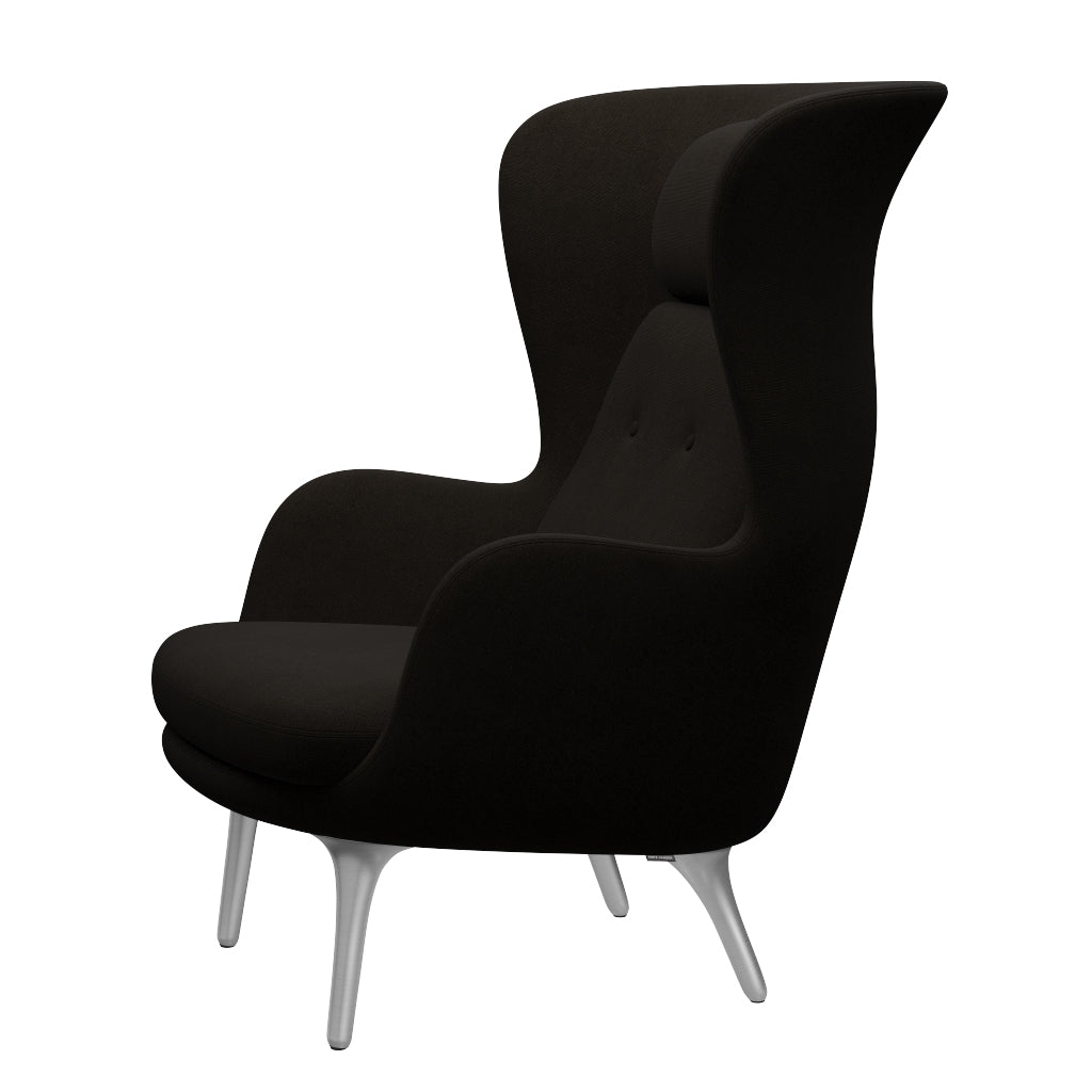 Ro Lænestol m. stel i aluminium fra Fritz Hansen - Hallingdal - 390 Dark Brown - Jacobsen Plus
