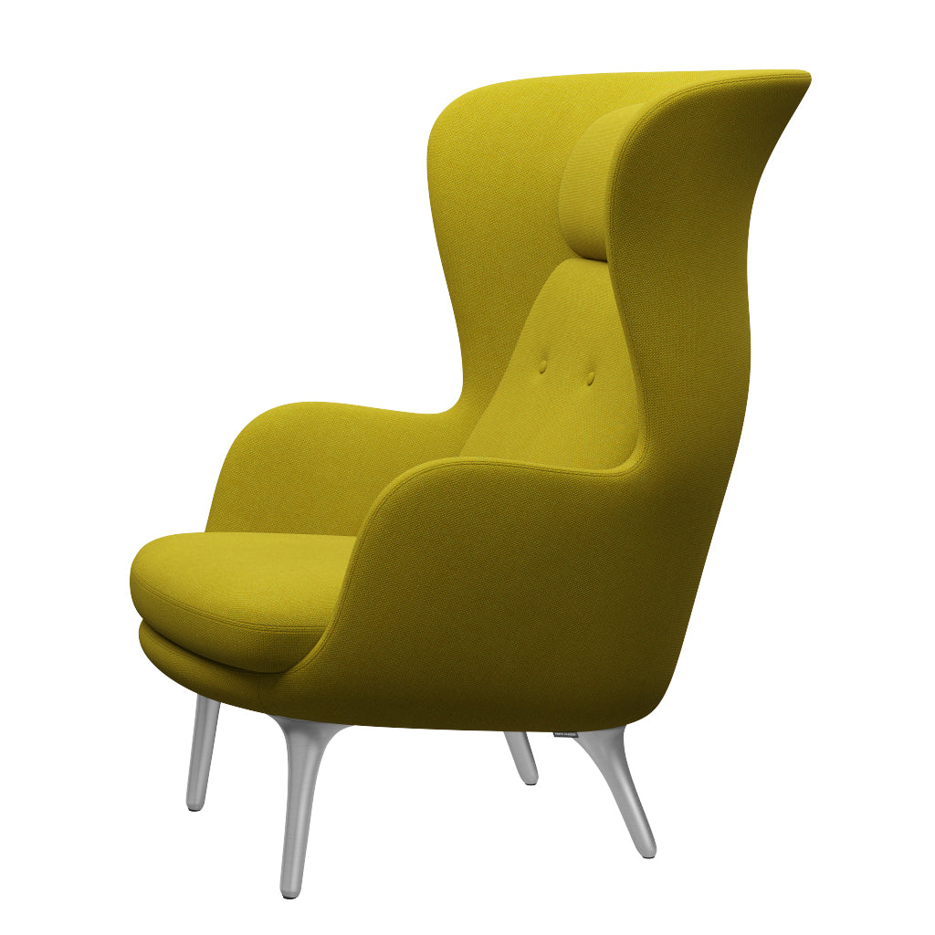 Ro Lænestol m. stel i aluminium fra Fritz Hansen - Hallingdal - 420 Yellow/Green - Jacobsen Plus