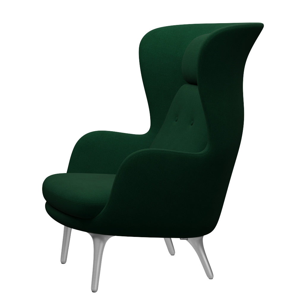 Ro Lænestol m. stel i aluminium fra Fritz Hansen - Hallingdal - 944 Glass Green - Jacobsen Plus