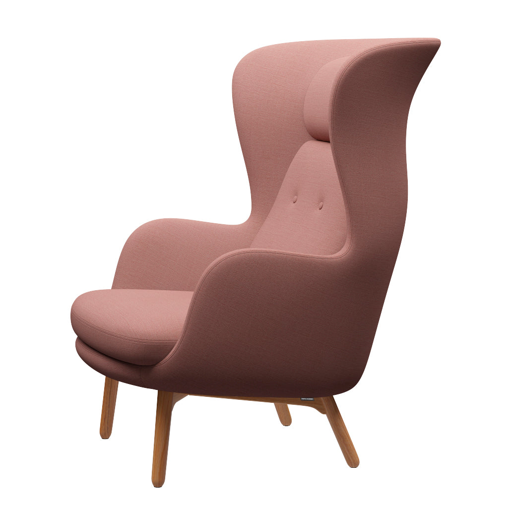 Ro Lænestol m. stel i eg fra Fritz Hansen - Christianshavn - 1131 Orange/Red - Jacobsen Plus