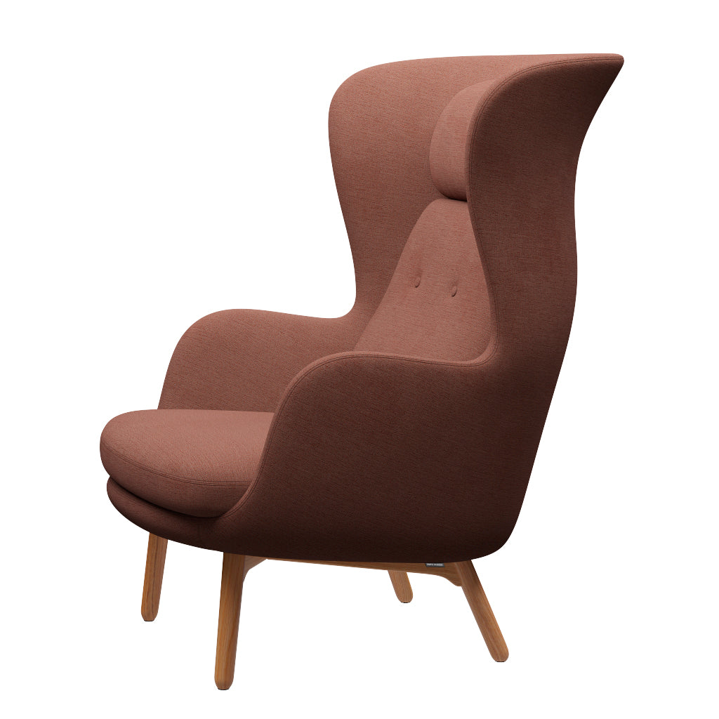 Ro Lænestol m. stel i eg fra Fritz Hansen - Christianshavn - 1132 Beige/Orange - Jacobsen Plus