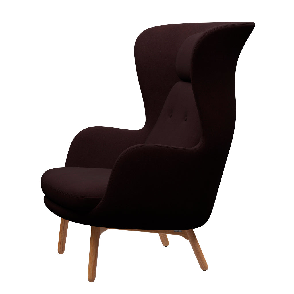 Ro Lænestol m. stel i eg fra Fritz Hansen - Christianshavn - 1142 Dark Red Uni - Jacobsen Plus