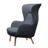 Ro Lænestol m. stel i eg fra Fritz Hansen - Christianshavn - 1150 Orange/Blue - Jacobsen Plus