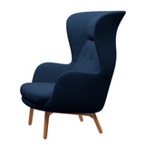 Ro Lænestol m. stel i eg fra Fritz Hansen - Christianshavn - 1155 Dark Blue - Jacobsen Plus