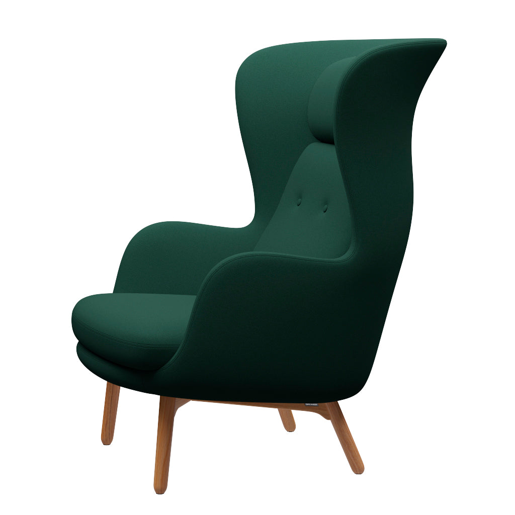 Ro Lænestol m. stel i eg fra Fritz Hansen - Christianshavn - 1160 Dark Green Uni - Jacobsen Plus
