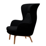 Ro Lænestol m. stel i eg fra Fritz Hansen - Christianshavn - 1175 Black Uni - Jacobsen Plus