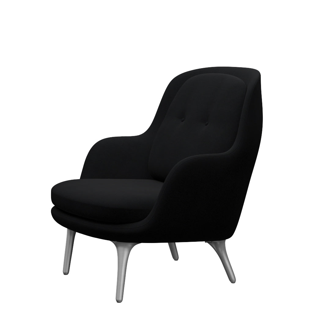 Fri Lænestol m. stel i aluminium fra Fritz Hansen - Christianshavn - 1175 Black Uni - Jacobsen Plus