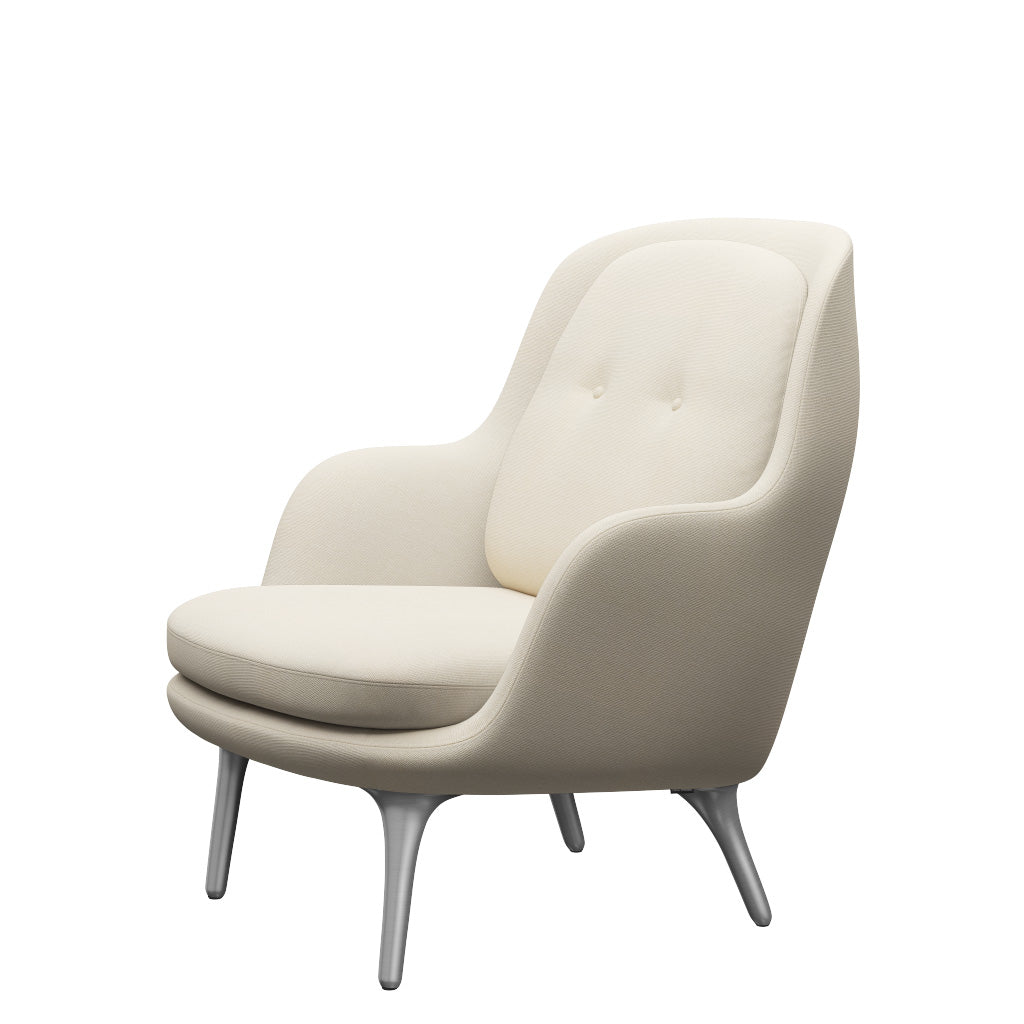 Fri Lænestol m. stel i aluminium fra Fritz Hansen - Hallingdal - 100 Off White - Jacobsen Plus