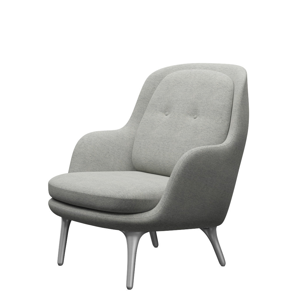 Fri Lænestol m. stel i aluminium fra Fritz Hansen - Hallingdal - 110 White/Grey - Jacobsen Plus