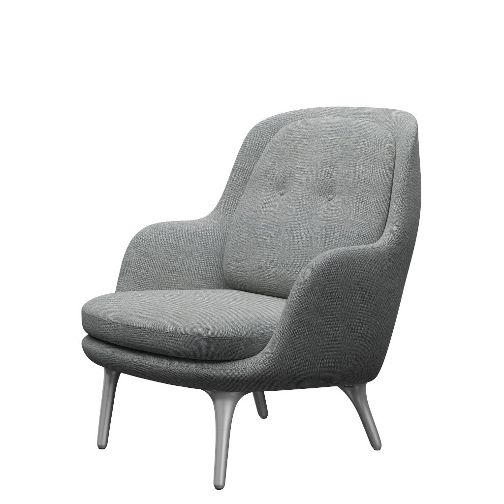 Fri Lænestol m. stel i aluminium fra Fritz Hansen - Hallingdal - 116 White Grey - Jacobsen Plus