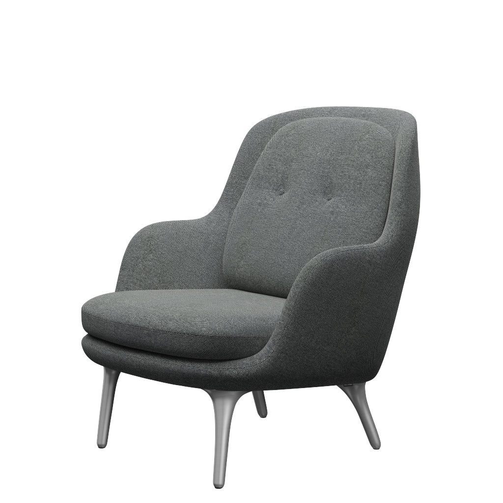 Fri Lænestol m. stel i aluminium fra Fritz Hansen - Hallingdal - 126 White/Brown - Jacobsen Plus