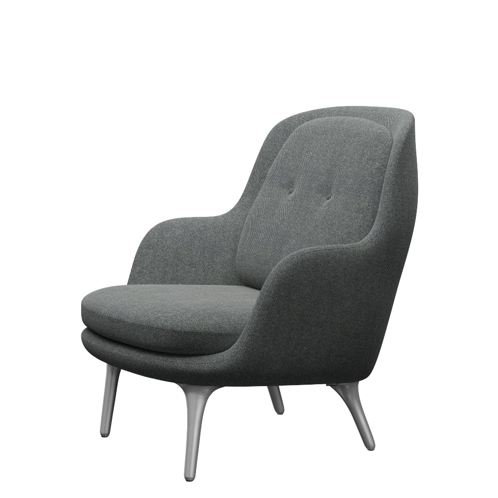Fri Lænestol m. stel i aluminium fra Fritz Hansen - Hallingdal - 166 White Black - Jacobsen Plus
