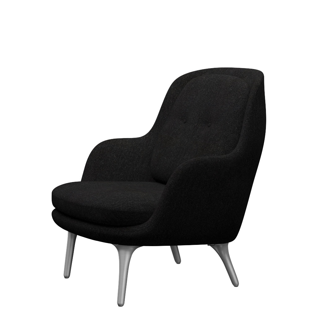 Fri Lænestol m. stel i aluminium fra Fritz Hansen - Hallingdal - 180 Charcoal - Jacobsen Plus