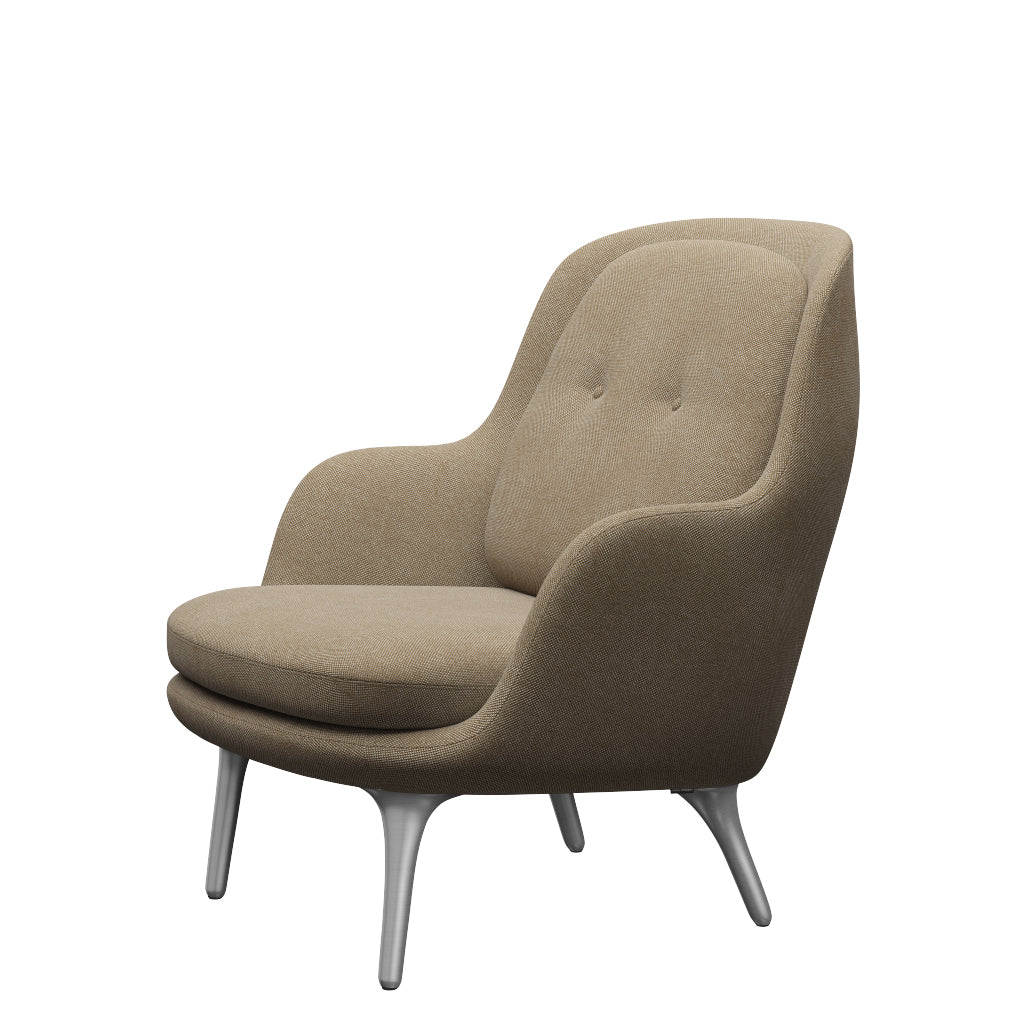 Fri Lænestol m. stel i aluminium fra Fritz Hansen - Hallingdal - 220 Dark Sand - Jacobsen Plus