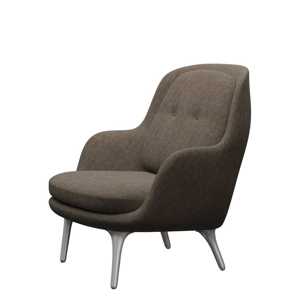 Fri Lænestol m. stel i aluminium fra Fritz Hansen - Hallingdal - 270 Brown/Grey - Jacobsen Plus