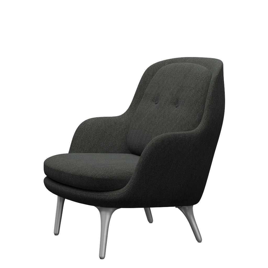 Fri Lænestol m. stel i aluminium fra Fritz Hansen - Hallingdal - 368 Black/Grey - Jacobsen Plus