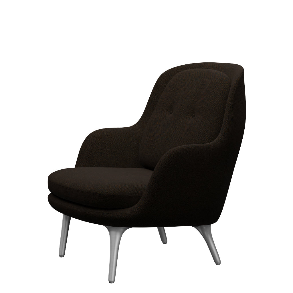 Fri Lænestol m. stel i aluminium fra Fritz Hansen - Hallingdal - 370 Black/Brown - Jacobsen Plus
