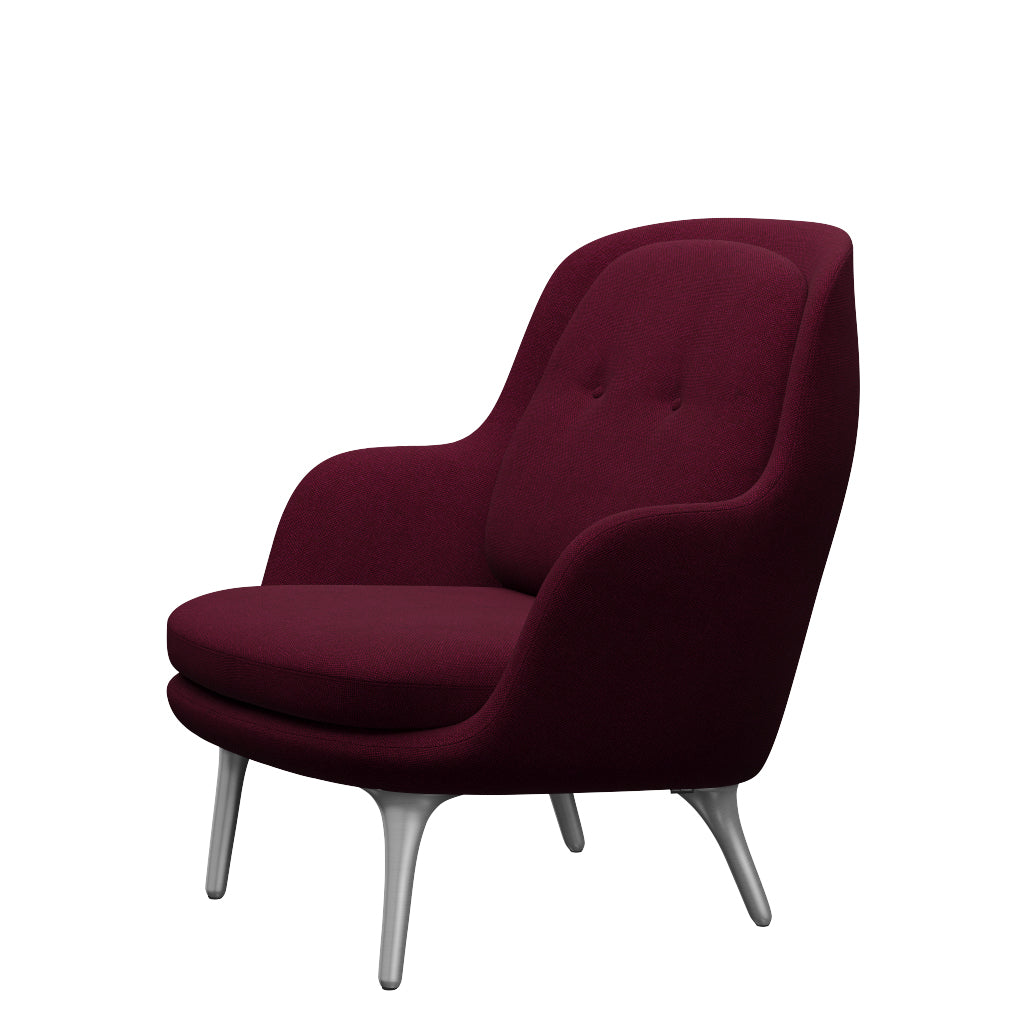 Fri Lænestol m. stel i aluminium fra Fritz Hansen - Hallingdal - 573 Wine Red/Purple - Jacobsen Plus