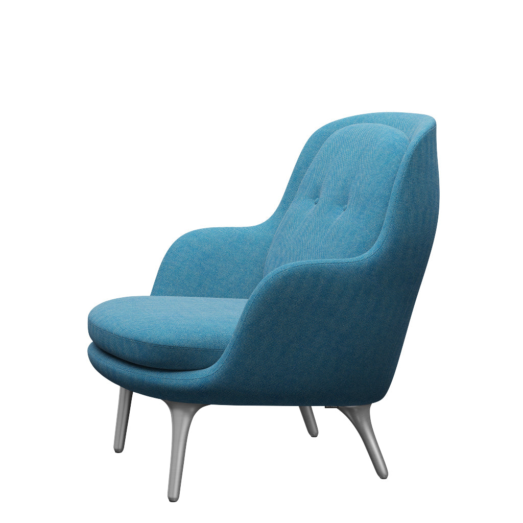 Fri Lænestol m. stel i aluminium fra Fritz Hansen - Hallingdal - 840 White/Turquise - Jacobsen Plus