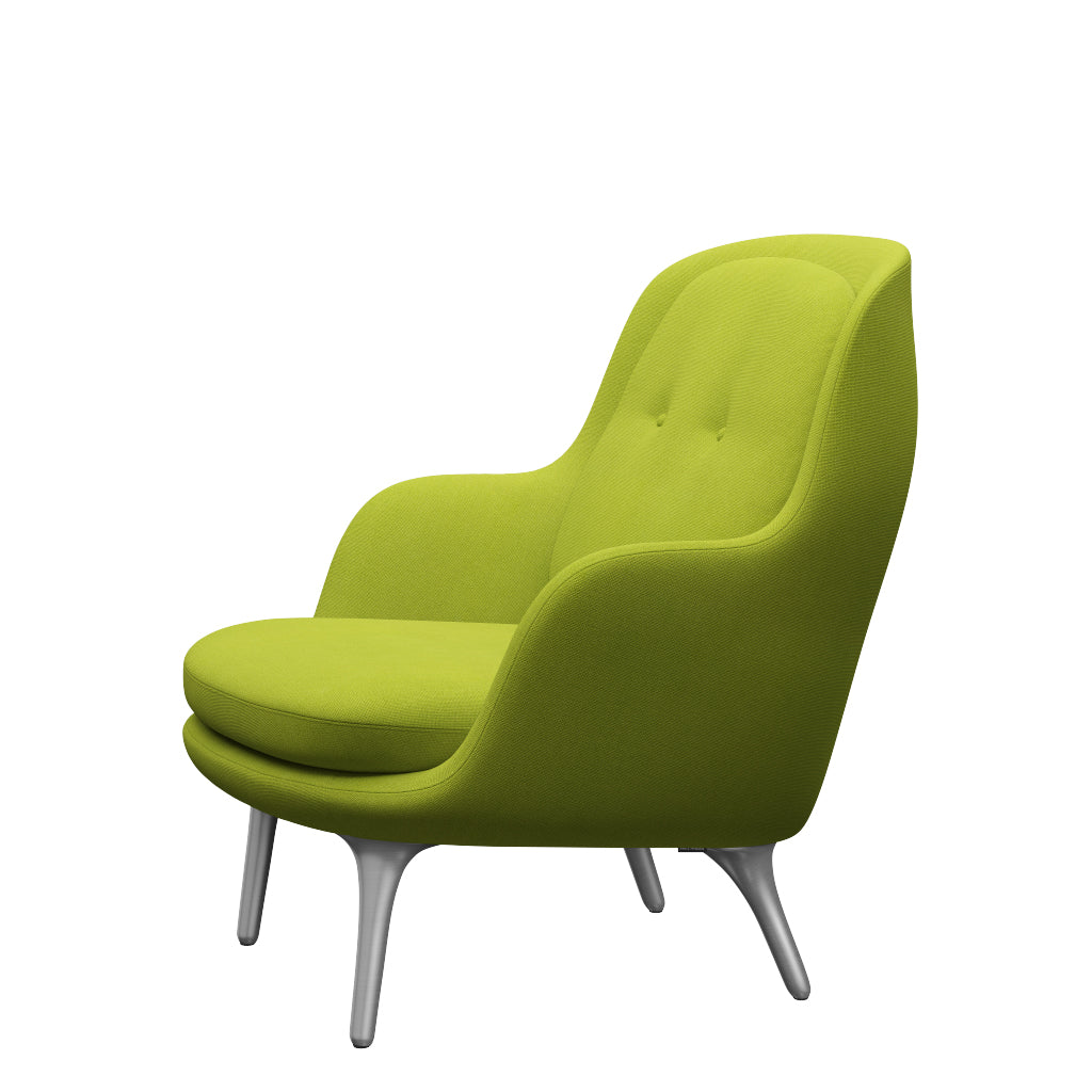 Fri Lænestol m. stel i aluminium fra Fritz Hansen - Hallingdal - 907 Lime - Jacobsen Plus