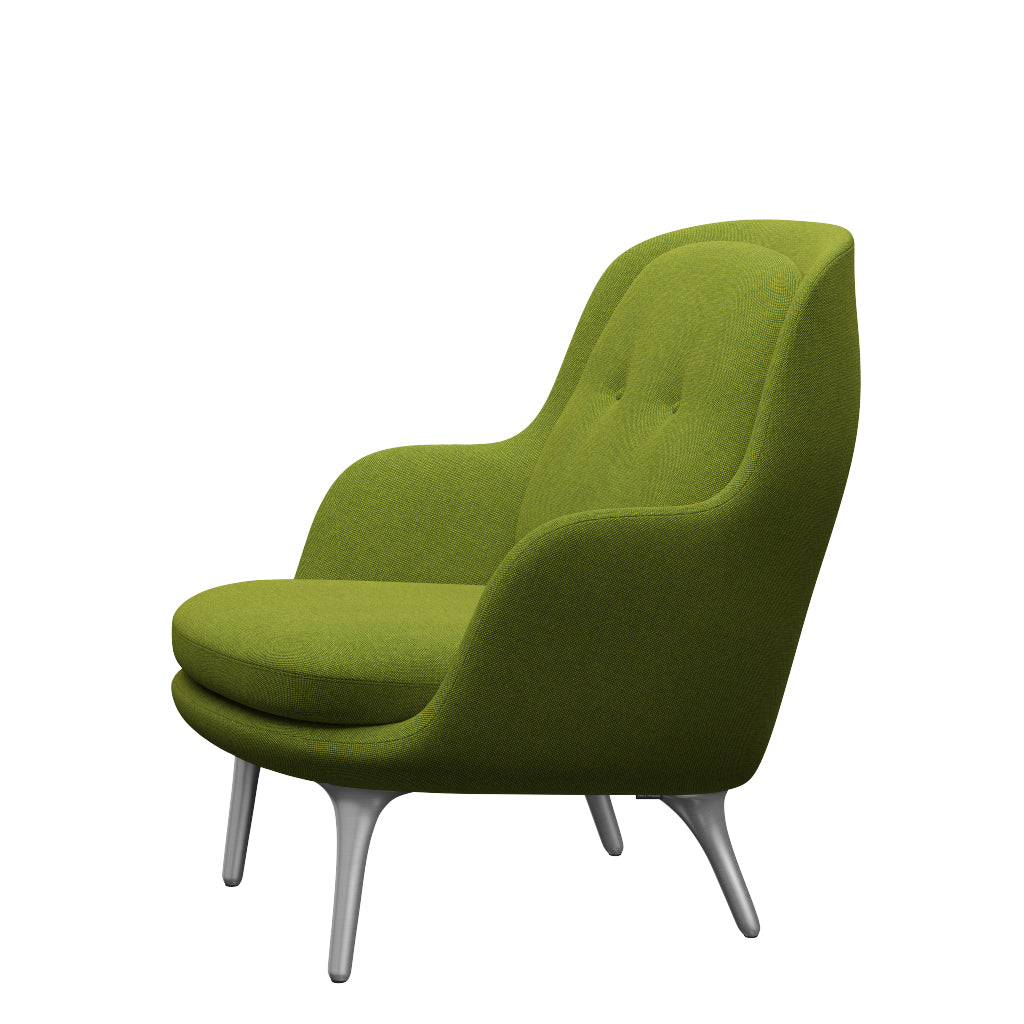 Fri Lænestol m. stel i aluminium fra Fritz Hansen - Hallingdal - 980 Green - Jacobsen Plus