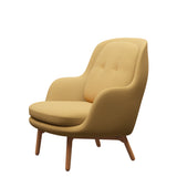 Fri Lænestol m. stel i eg fra Fritz Hansen - Christianshavn - 1110 Yellow - Jacobsen Plus