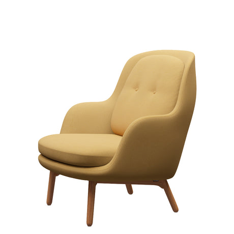 Fri Lænestol m. stel i eg fra Fritz Hansen - Christianshavn - 1110 Yellow - Jacobsen Plus