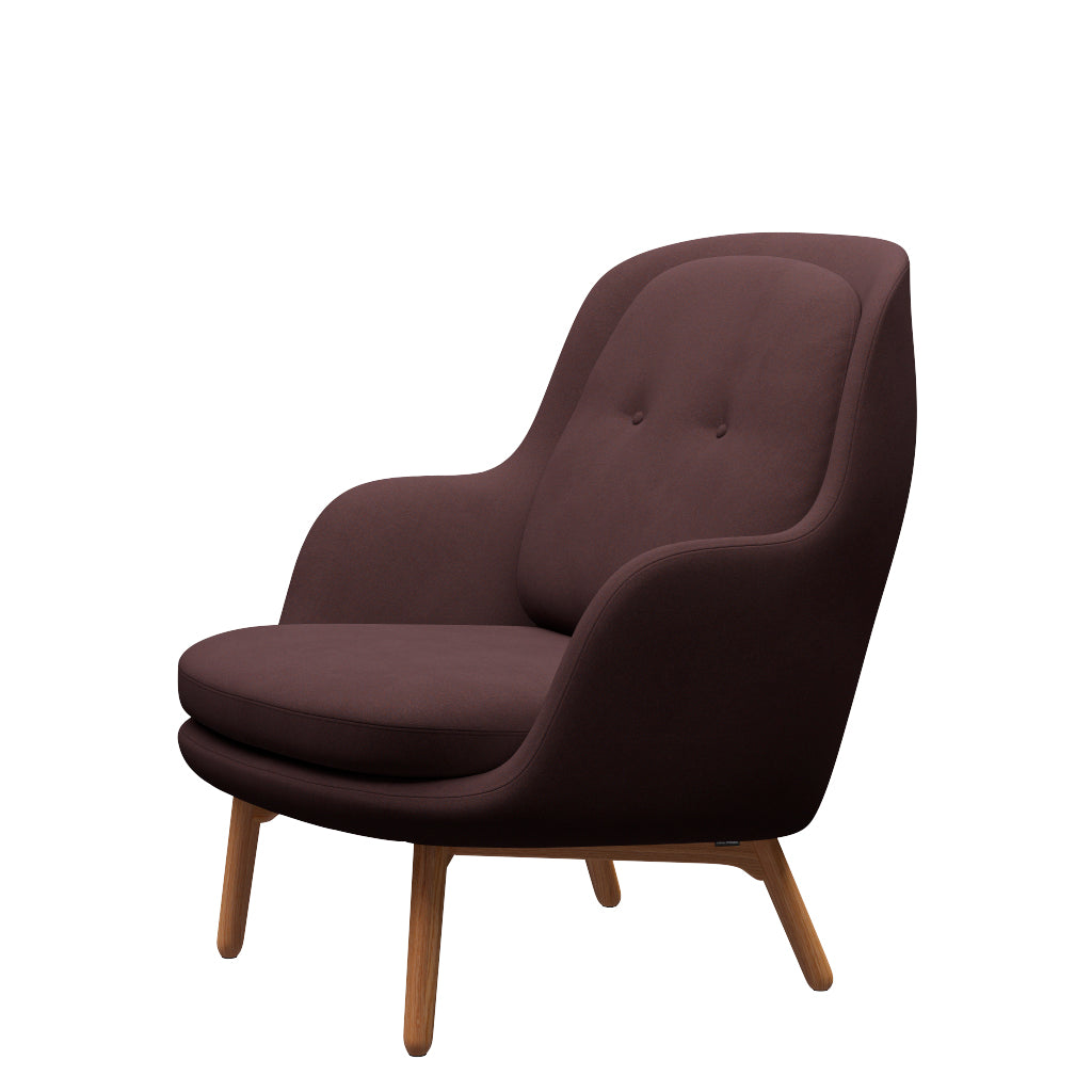 Fri Lænestol m. stel i eg fra Fritz Hansen - Christianshavn - 1135 Blue/Orange - Jacobsen Plus