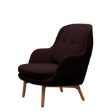 Fri Lænestol m. stel i eg fra Fritz Hansen - Christianshavn - 1142 Dark Red Uni - Jacobsen Plus