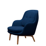 Fri Lænestol m. stel i eg fra Fritz Hansen - Christianshavn - 1153 Blue Uni - Jacobsen Plus