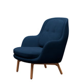 Fri Lænestol m. stel i eg fra Fritz Hansen - Christianshavn - 1154 Blue - Jacobsen Plus