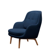 Fri Lænestol m. stel i eg fra Fritz Hansen - Christianshavn - 1155 Dark Blue - Jacobsen Plus