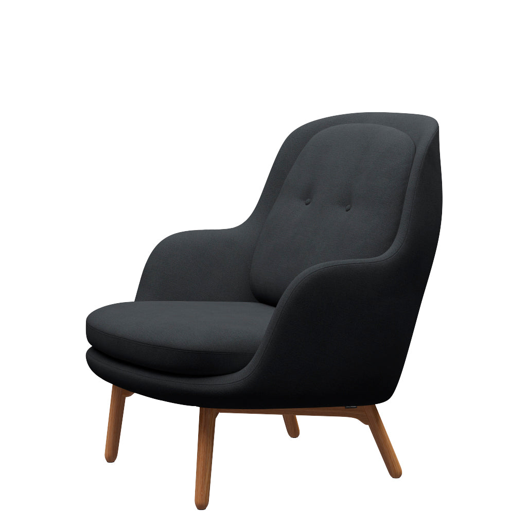 Fri Lænestol m. stel i eg fra Fritz Hansen - Christianshavn - 1173 Grey - Jacobsen Plus