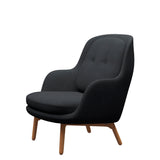 Fri Lænestol m. stel i eg fra Fritz Hansen - Christianshavn - 1174 Dark Grey - Jacobsen Plus