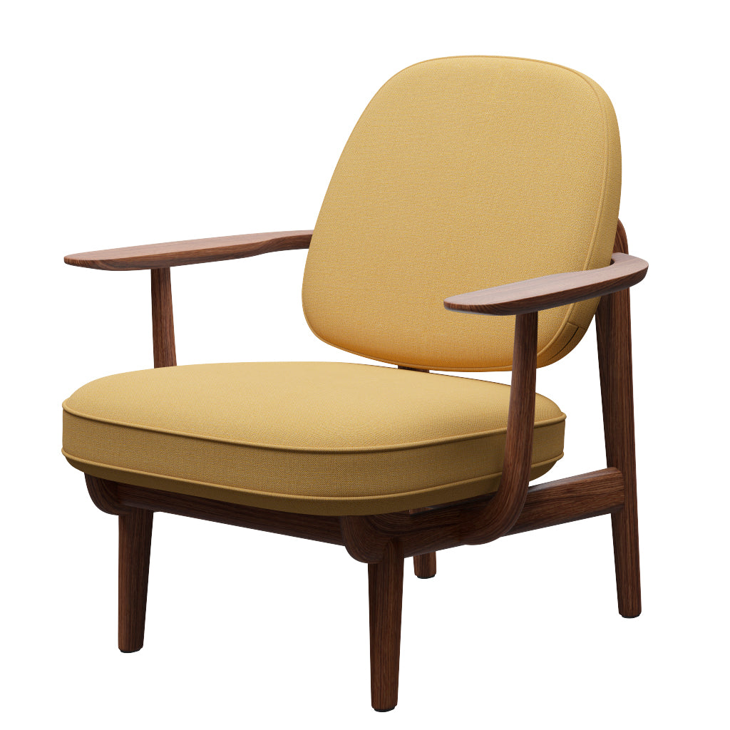 Fred Lænestol, valnødbejdset eg fra Fritz Hansen - Christianshavn - 1110 Yellow - Jacobsen Plus