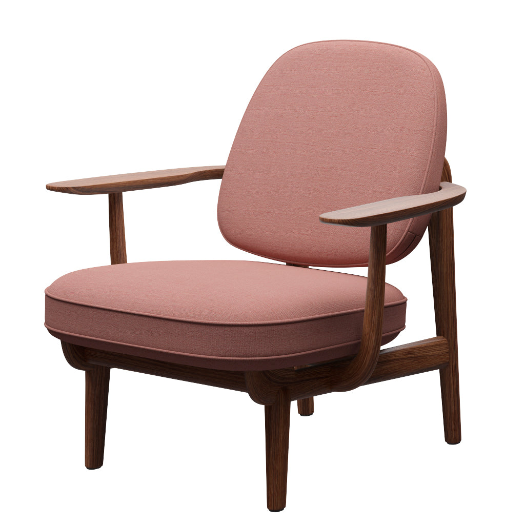 Fred Lænestol, valnødbejdset eg fra Fritz Hansen - Christianshavn - 1131 Orange/Red - Jacobsen Plus