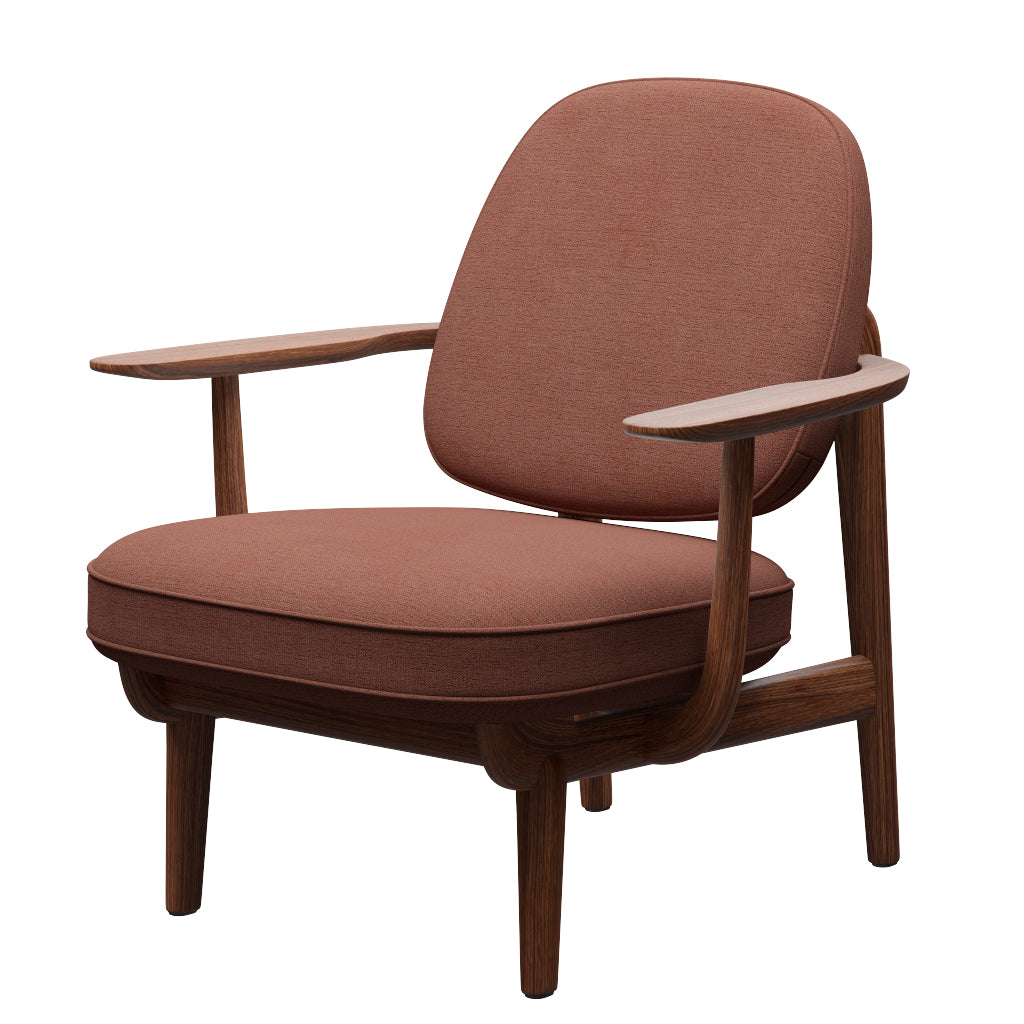 Fred Lænestol, valnødbejdset eg fra Fritz Hansen - Christianshavn - 1132 Beige/Orange - Jacobsen Plus