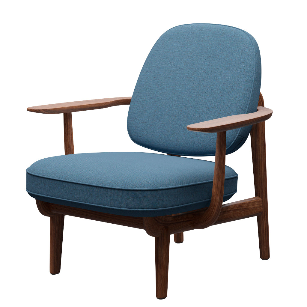Fred Lænestol, valnødbejdset eg fra Fritz Hansen - Christianshavn - 1152 Light Blue - Jacobsen Plus