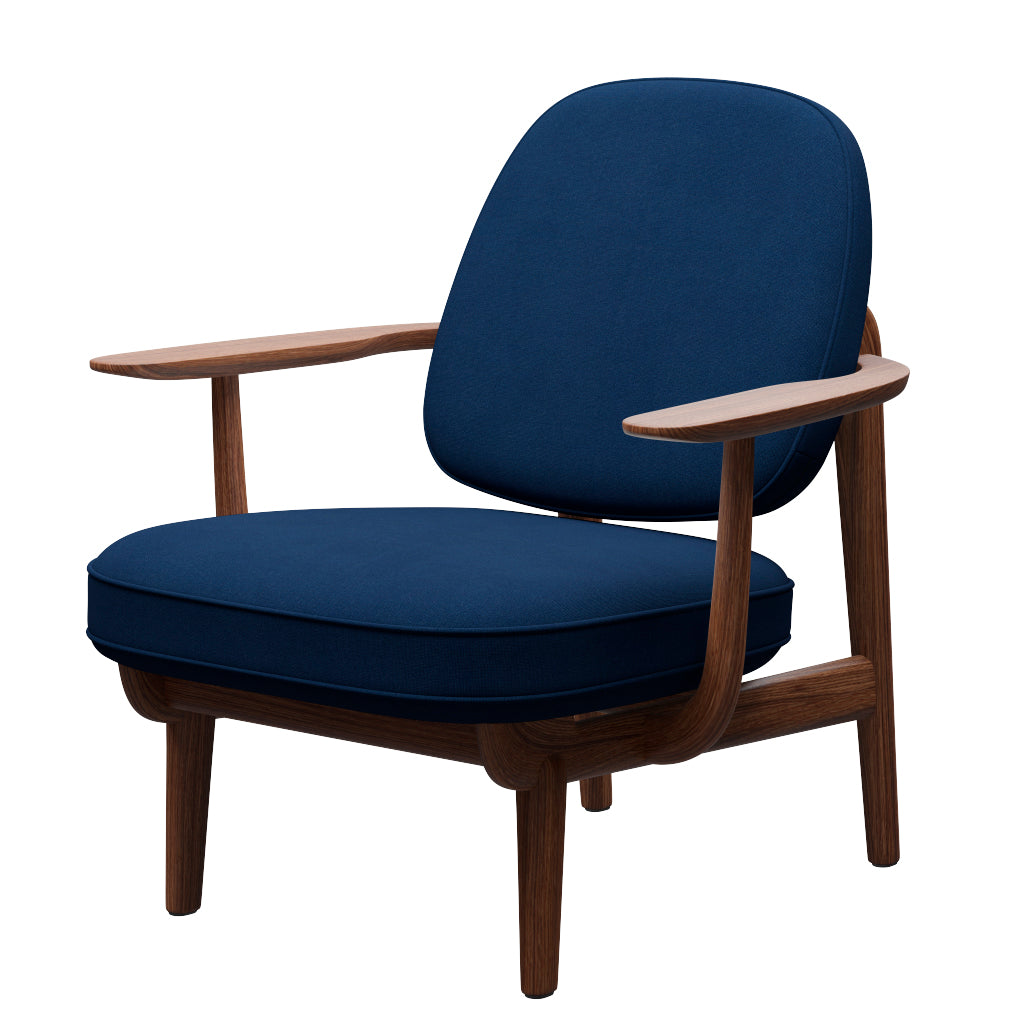 Fred Lænestol, valnødbejdset eg fra Fritz Hansen - Christianshavn - 1153 Blue Uni - Jacobsen Plus