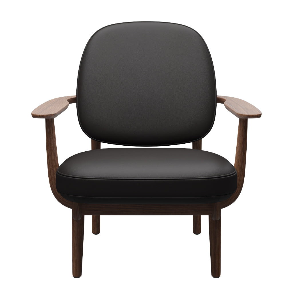 Fred Lænestol, valnødbejdset eg fra Fritz Hansen - Aura læder - Black Brown - Jacobsen Plus